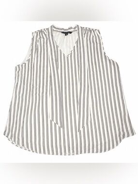 Chadwicks White and Black Vertical Stripe Sleeveless V-Neck Camisole